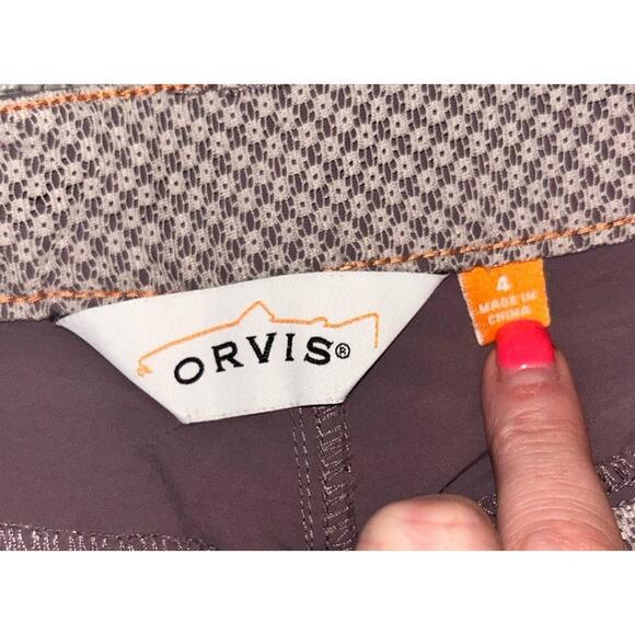 Orvis Womens Size 4 Pants Cropped Side Pocket Stretch Plum Rouching Near Hem - Picture 4 of 7